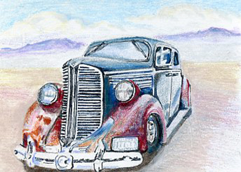 Touring Classic Connie Bader Onalaska WI colored pencil & ink